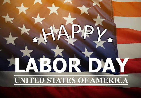 Happy Labor Day. American flag as background, closeup view