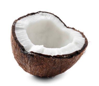 Half of ripe coconut isolated on white