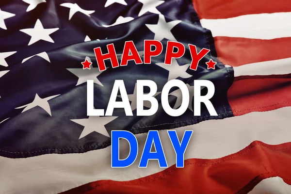 Happy Labor Day. American flag as background, closeup view