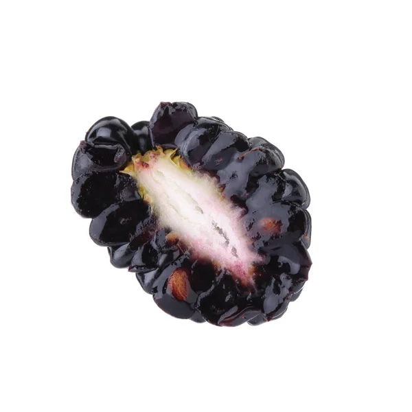 Half Tasty Ripe Blackberry Isolated White — 스톡 사진