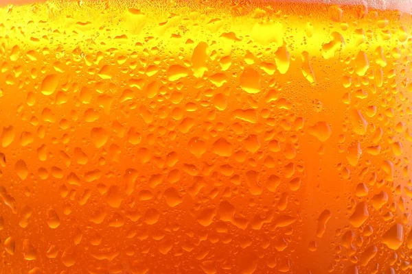 Glass Tasty Cold Beer Condensation Drops Background Closeup — Zdjęcie stockowe