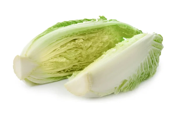 Fresh Sliced Chinese Cabbage White Background — Zdjęcie stockowe