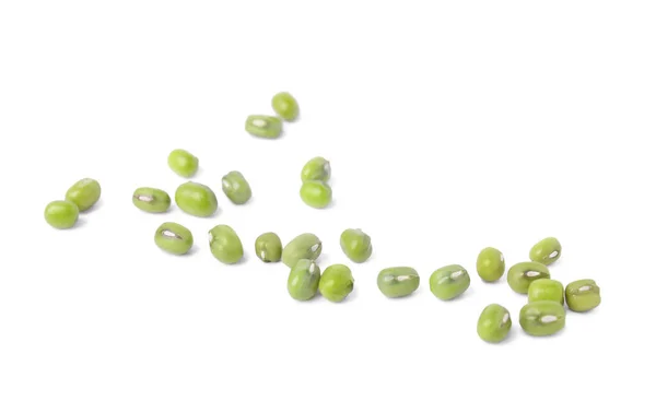 Green Mung Beans White Background Organic Grains — Zdjęcie stockowe