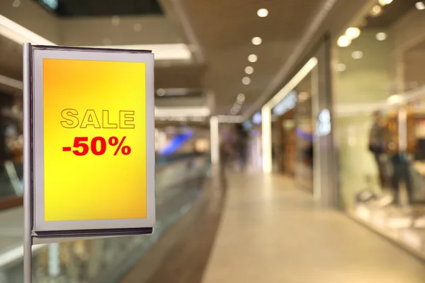 Advertising Board Text Sale Percent Discount Shopping Mall Special Promotion — ストック写真