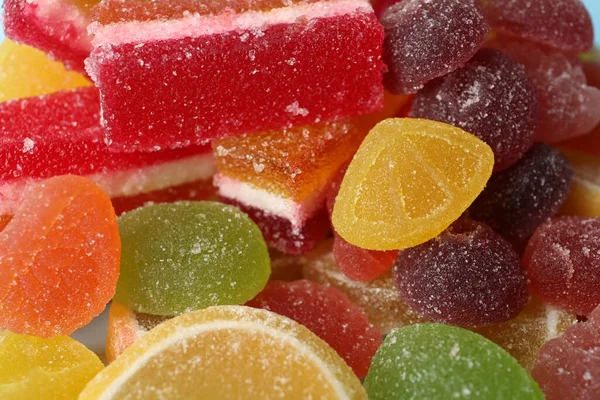 Delicious Bright Jelly Candies Background Closeup — ストック写真