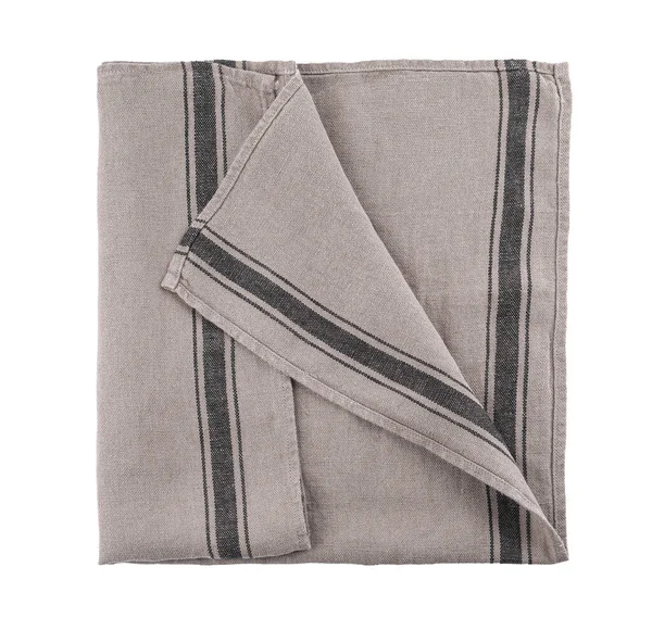 Grey Cloth Napkin Stripes Isolated White Top View — Photo