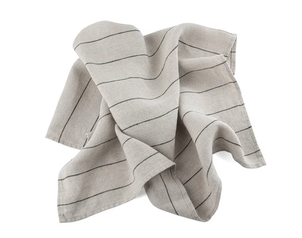 Light Grey Cloth Napkin Stripes Isolated White Top View — Foto de Stock