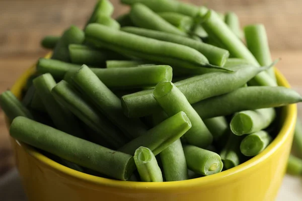 Fresh Green Beans Bowl Closeup View — 图库照片