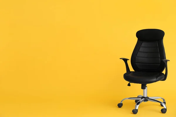 Modern Office Chair Yellow Background Space Text — Stock Photo, Image