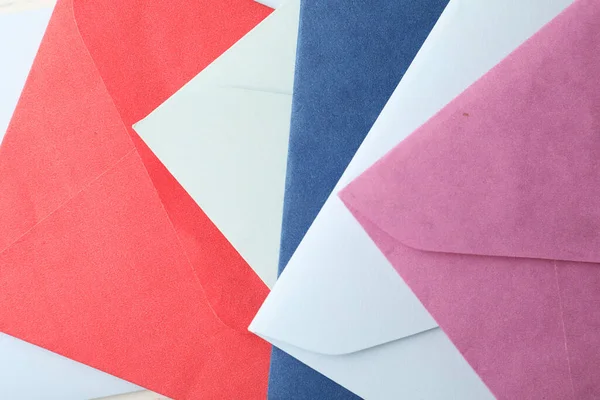 Envelopes Papel Coloridos Como Fundo Vista Superior — Fotografia de Stock