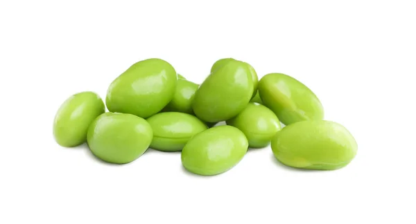 Fresh Green Edamame Soybeans White Background — 스톡 사진