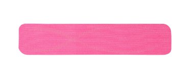 Pink kinesio tape piece on white background, top view