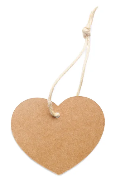 Heart Shaped Tag Space Text Isolated White Top View — Fotografia de Stock