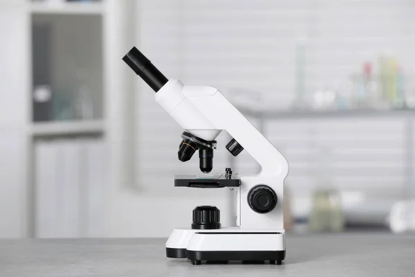 Modern Medical Microscope Grey Table Laboratory — Φωτογραφία Αρχείου