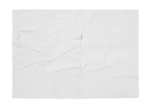 Top View White Creased Blank Poster Grey Background — Fotografia de Stock