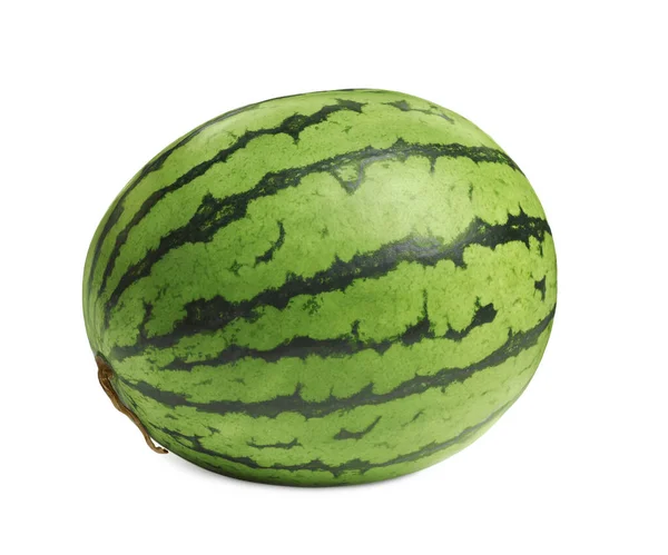 Big Watermelon Green Striped Rind Isolated White — Φωτογραφία Αρχείου