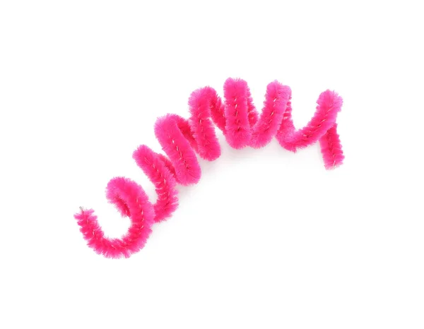 Pink Fluffy Wire Isolated White Top View — Stock Photo, Image