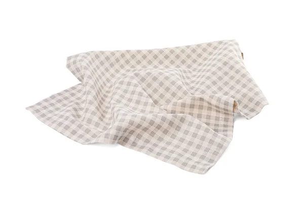 One Grey Plaid Napkin Isolated White — стоковое фото