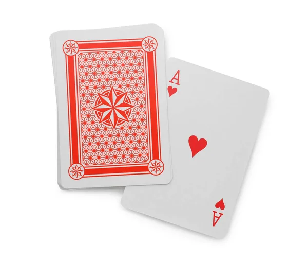 Deck Playing Cards Isolated White Top View Poker Game — Photo