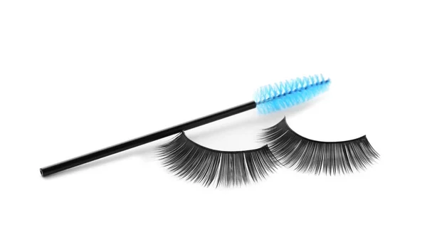 Fake Eyelashes Brush White Background — Stockfoto