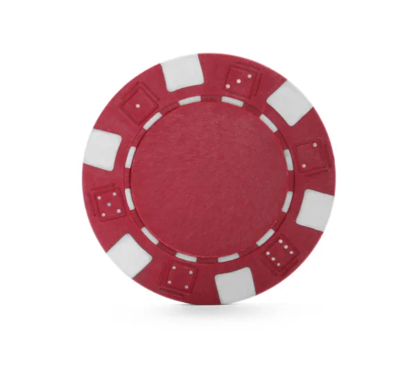 Red Casino Chip Isolated White Poker Game — Stock Photo, Image