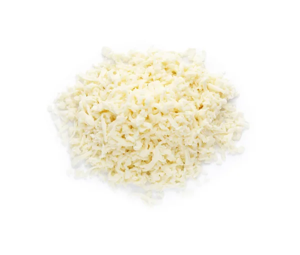 Heap Delicious Mozzarella Cheese White Background Top View — Stockfoto