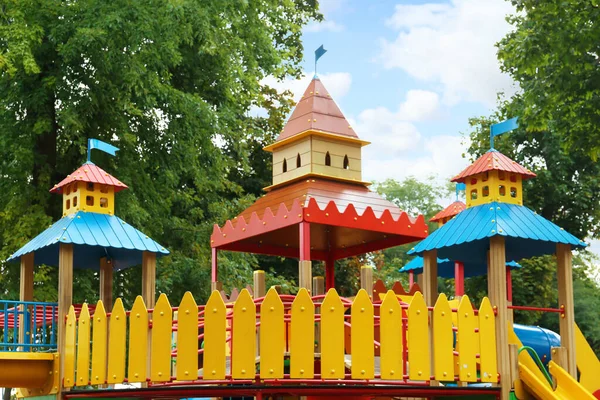 New Colorful Castle Playhouse Children Playground — Zdjęcie stockowe