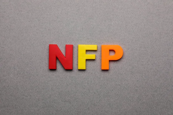 Abbreviation Nfp Nonfarm Payroll Made Letters Grey Background Top View — Stock Fotó