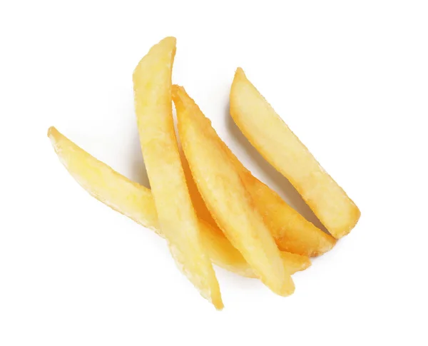 Delicious Fresh French Fries White Background Top View — Fotografia de Stock