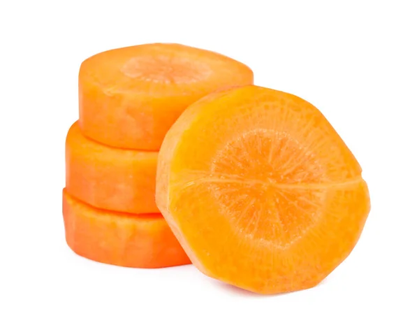 Slices Fresh Ripe Carrot Isolated White — Stock Photo, Image