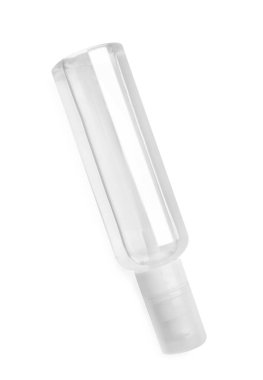 Bottle of micellar cleansing water isolated on white, top view