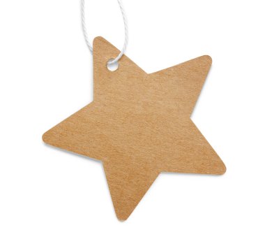 Star shaped tag with space for text isolated on white, top view