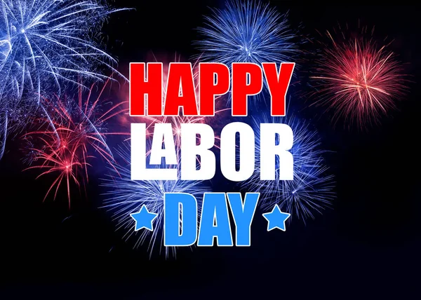 Happy Labor Day Beautiful Bright Fireworks Lighting Night Sky — Fotografia de Stock