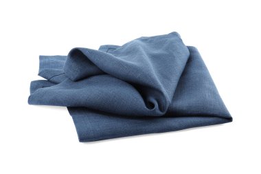 Blue cloth kitchen napkin isolated on white