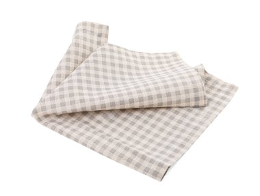 One grey plaid napkin isolated on white