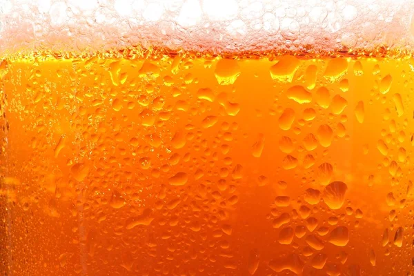 Glass Tasty Cold Beer Foam Condensation Drops Background Closeup — Stock Photo, Image