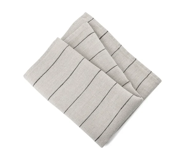 Light Grey Cloth Napkin Stripes Isolated White Top View — 스톡 사진