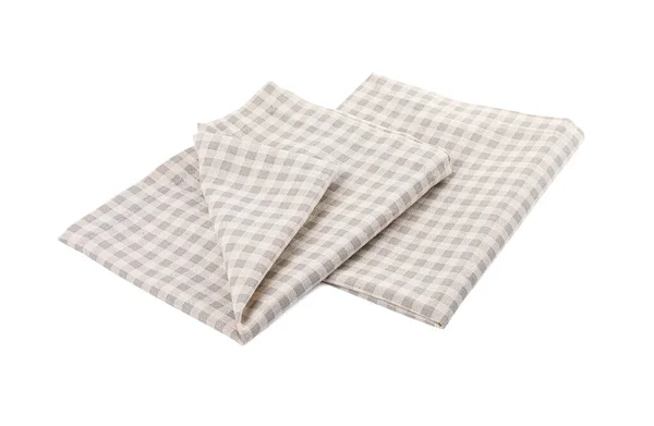 Two Grey Plaid Napkins White Background — стоковое фото