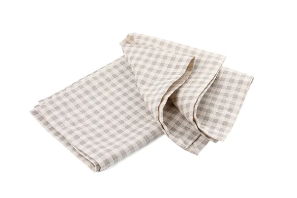 Two Grey Plaid Napkins White Background — стоковое фото