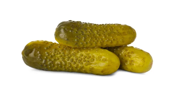 Tasty Crunchy Pickled Cucumbers White Background — Zdjęcie stockowe