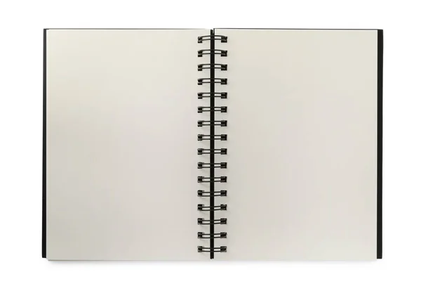 Open Blanco Kantoor Notebook Geïsoleerd Wit — Stockfoto