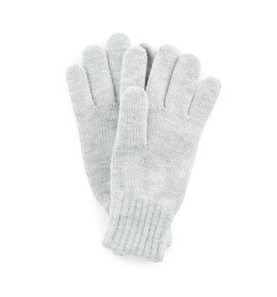 Пара Шерстяных Перчаток Белом Фоне Вид Сверху Зимняя Одежда — стоковое фото