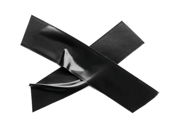 Cross Black Insulating Tape Isolated White Top View — 图库照片