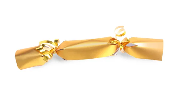 Gouden Snoep Geïsoleerd Wit Bovenaanzicht — Stockfoto