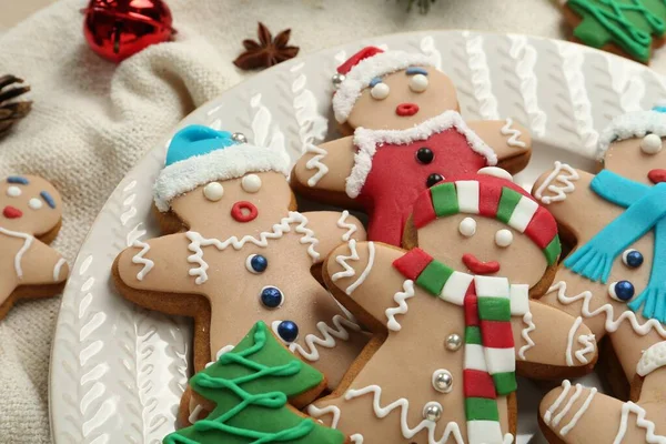 Lahodné Vánoční Cukroví Anýz Tkanině Detailní Záběr — Stock fotografie