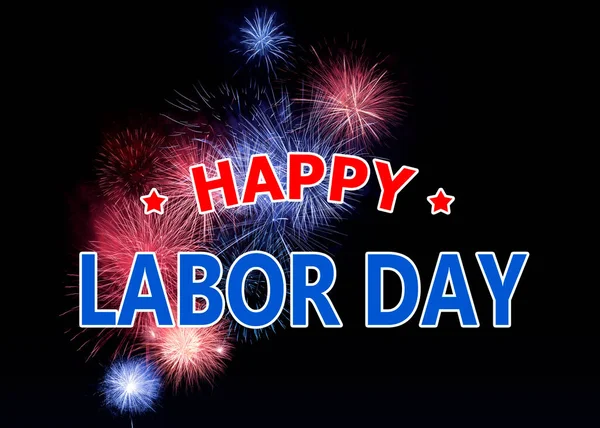 Happy Labor Day Beautiful Bright Fireworks Lighting Night Sky — Fotografia de Stock