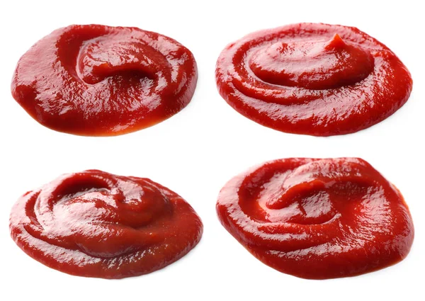 Set Tasty Ketchup White Background — Stock Photo, Image