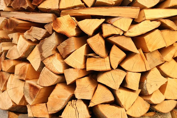 Stack Chopped Firewood Background Closeup — Foto de Stock