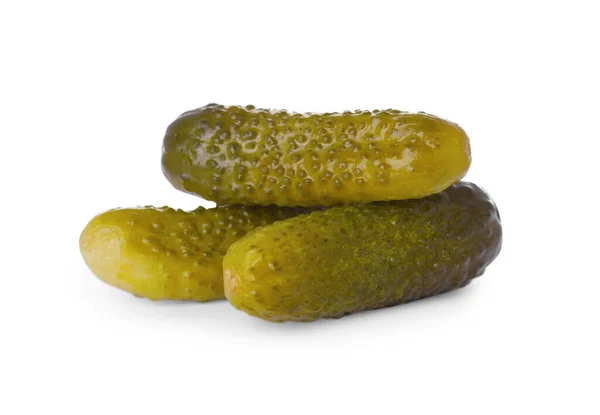 Tasty Crunchy Pickled Cucumbers White Background — Stok fotoğraf