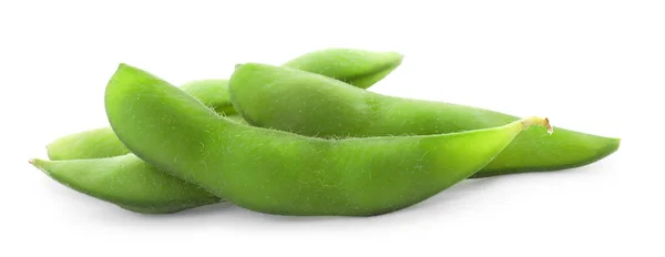 白い背景に生の緑の枝豆ポッド — ストック写真